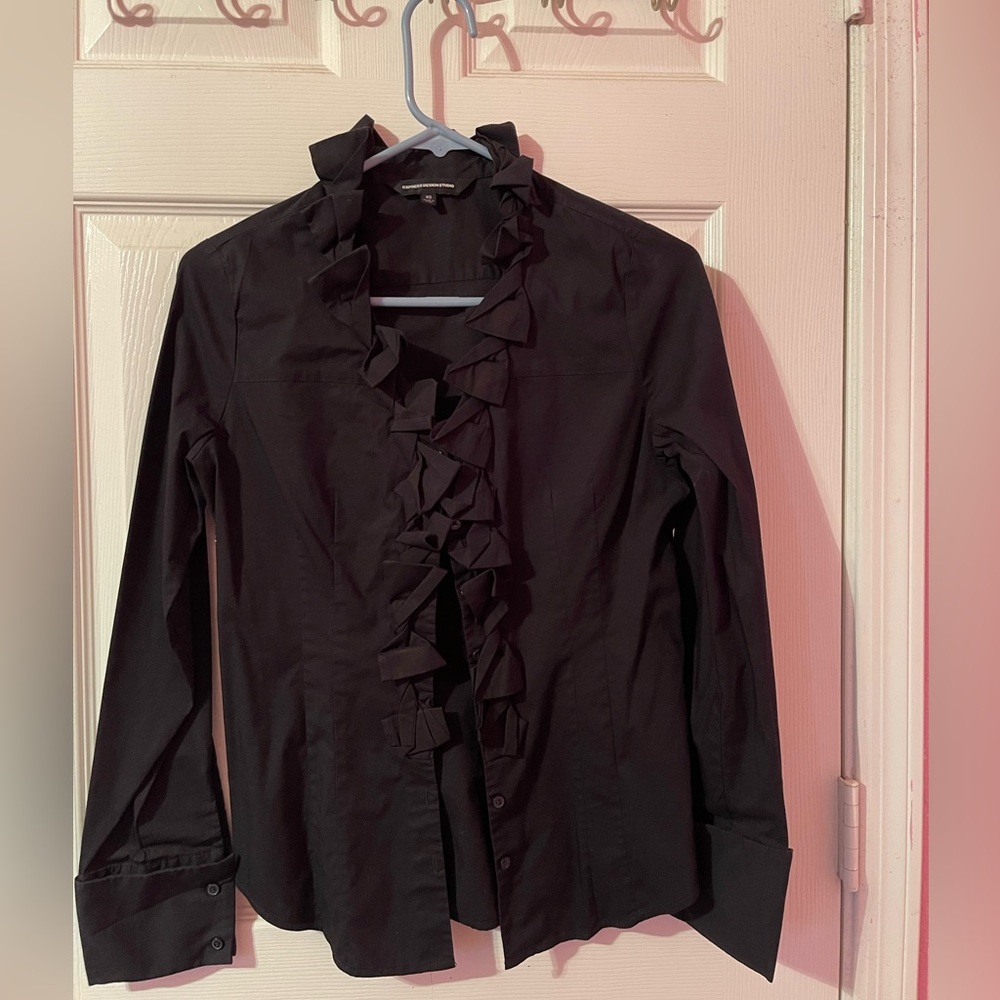 Express Design Studio Black Long Sleeve Dress Fit Tops